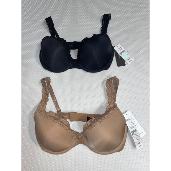 Natori Bra 32D Black & Beige Lace Trim Underwire Padded Bra Set
 - New Unused - Picture 1 of 3